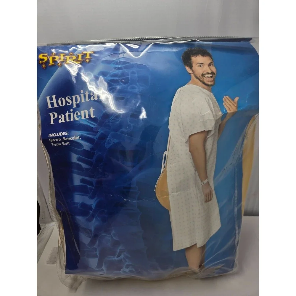 Spirit Halloween Hospital Patient Costume Adult LG/XL Wig Glasses Pearls - Picture 1 of 4